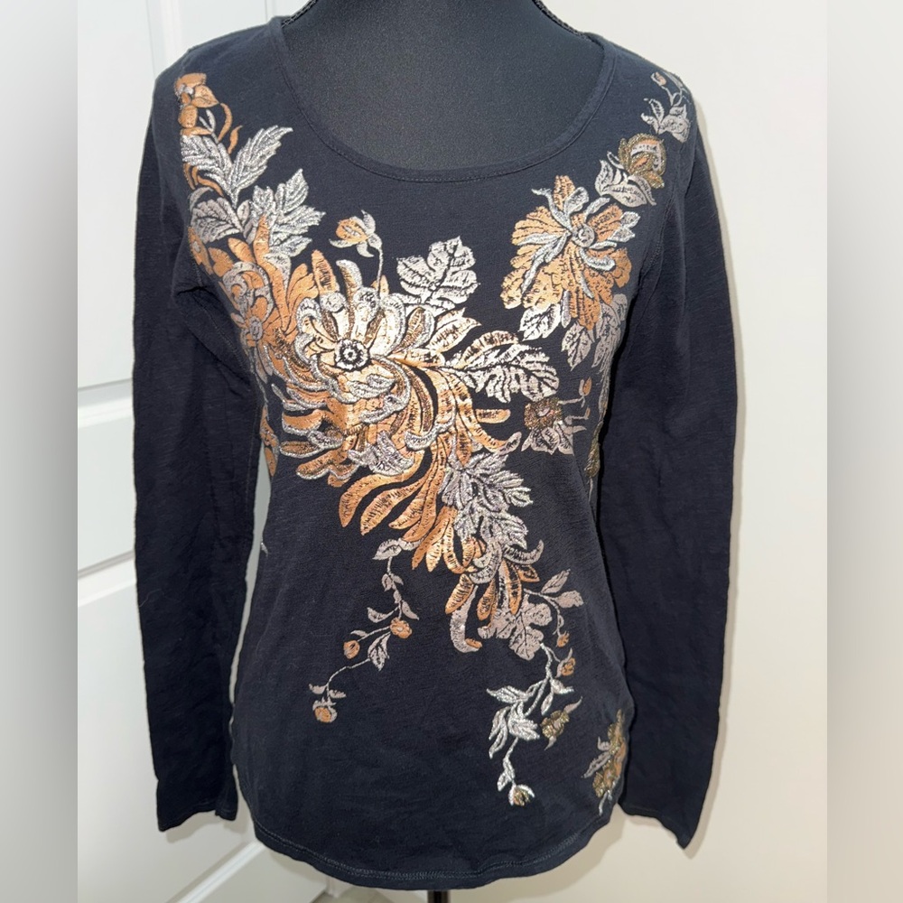 Lucky Brand embroidered flower top